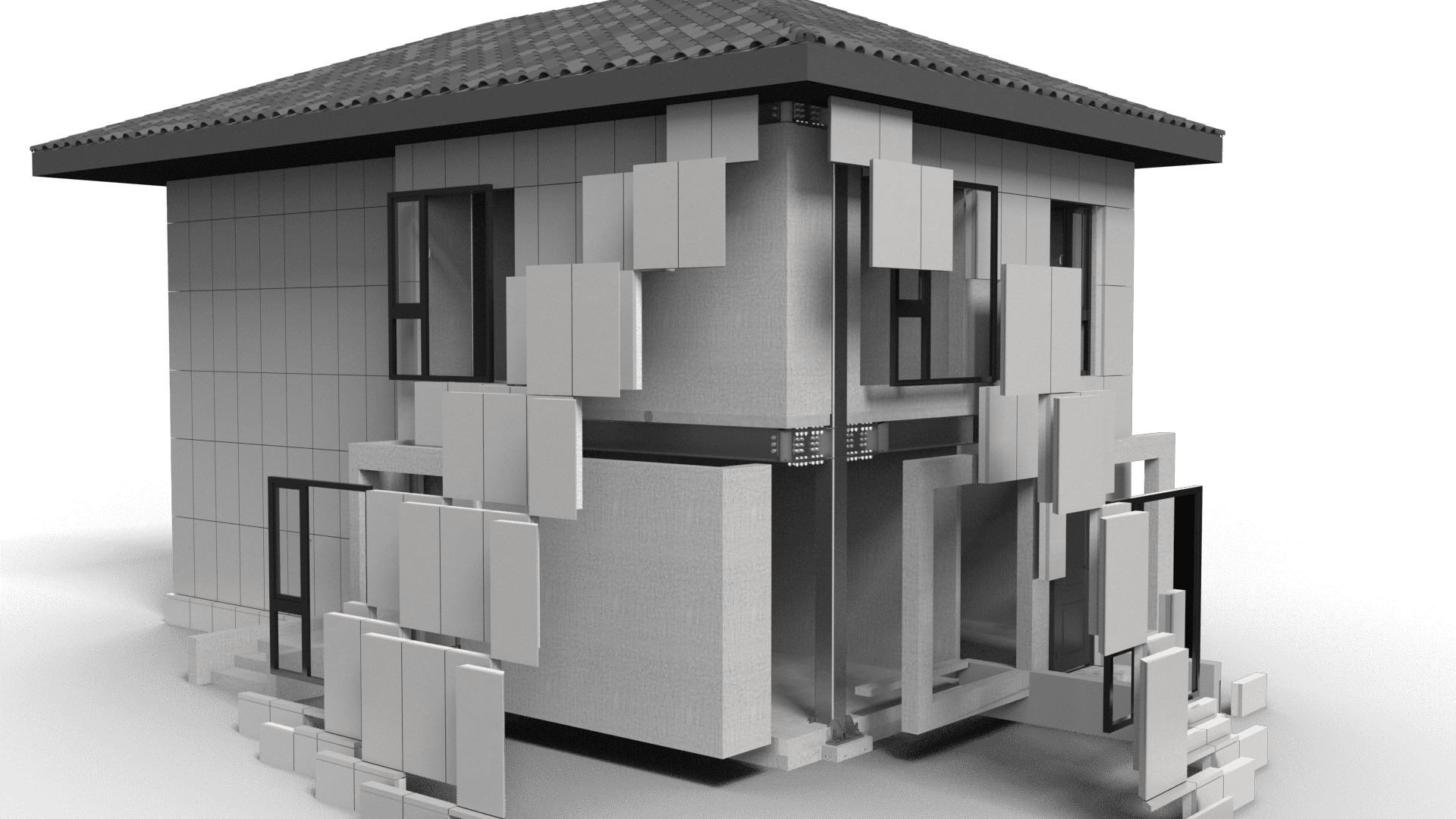 将建筑的梁、板、柱、墙等主要部件在工厂里进行标准化、精细化生产，然后运输到施工现场，像组装零件一样进行精准、高效的拼接。这是一种从根本上改变“秦砖汉瓦”湿作业模式的现代化建造方法
