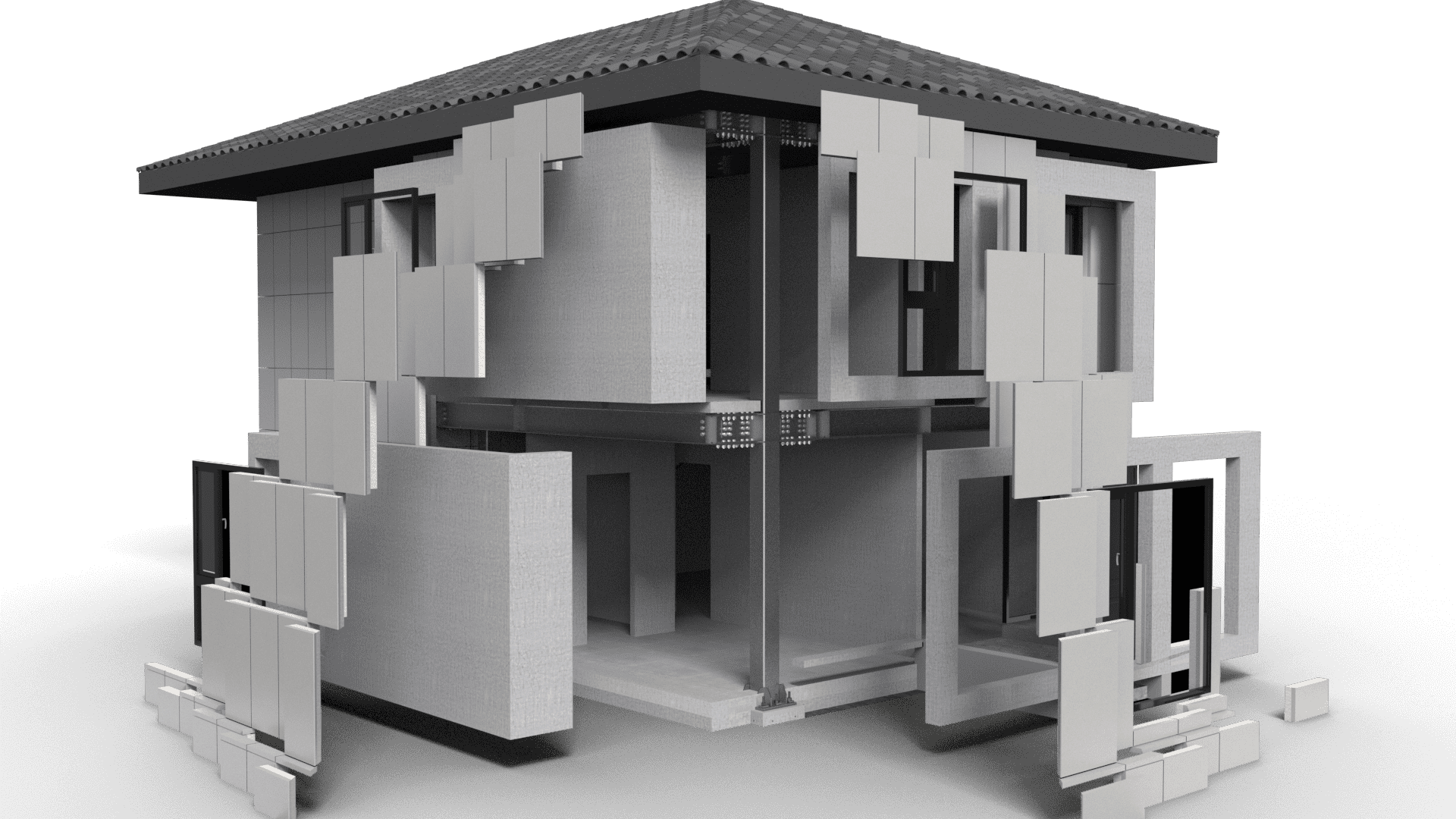 将建筑的梁、板、柱、墙等主要部件在工厂里进行标准化、精细化生产，然后运输到施工现场，像组装零件一样进行精准、高效的拼接。这是一种从根本上改变“秦砖汉瓦”湿作业模式的现代化建造方法