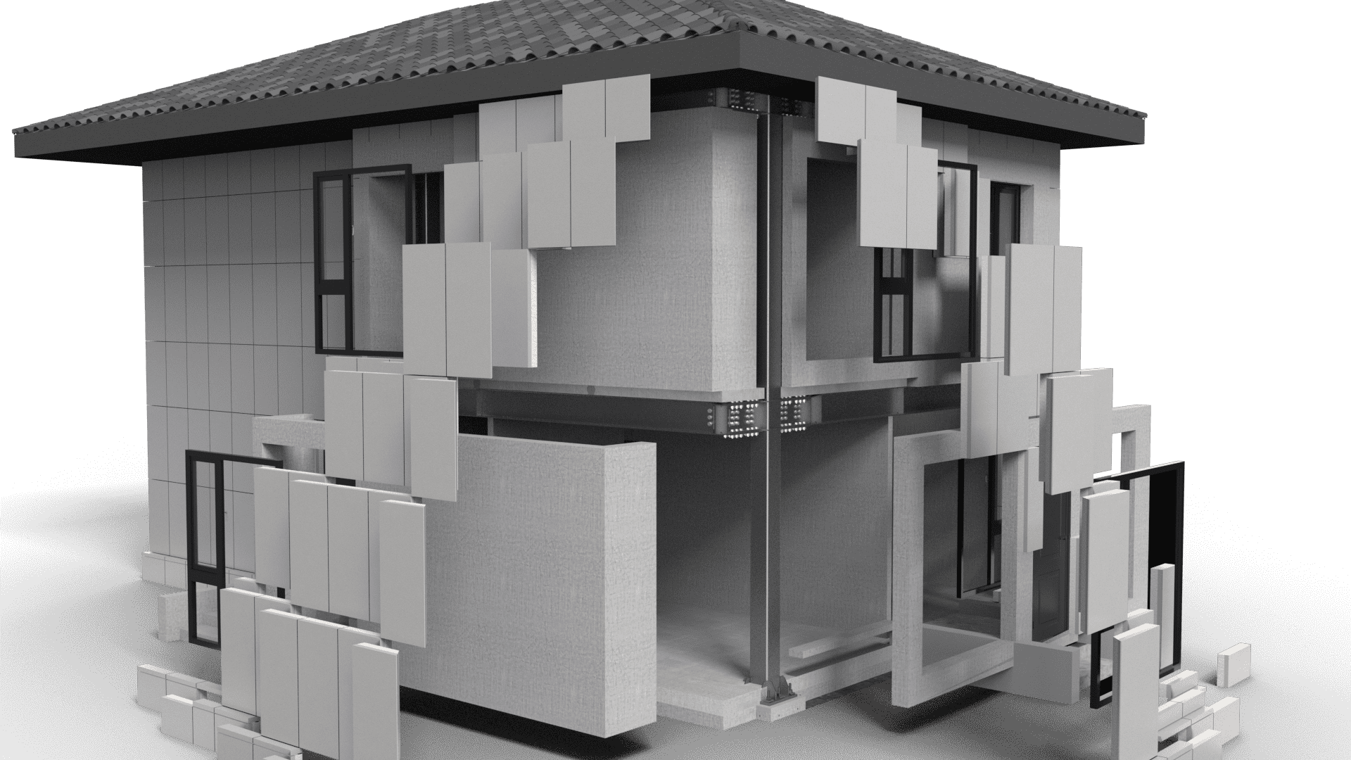 将建筑的梁、板、柱、墙等主要部件在工厂里进行标准化、精细化生产，然后运输到施工现场，像组装零件一样进行精准、高效的拼接。这是一种从根本上改变“秦砖汉瓦”湿作业模式的现代化建造方法