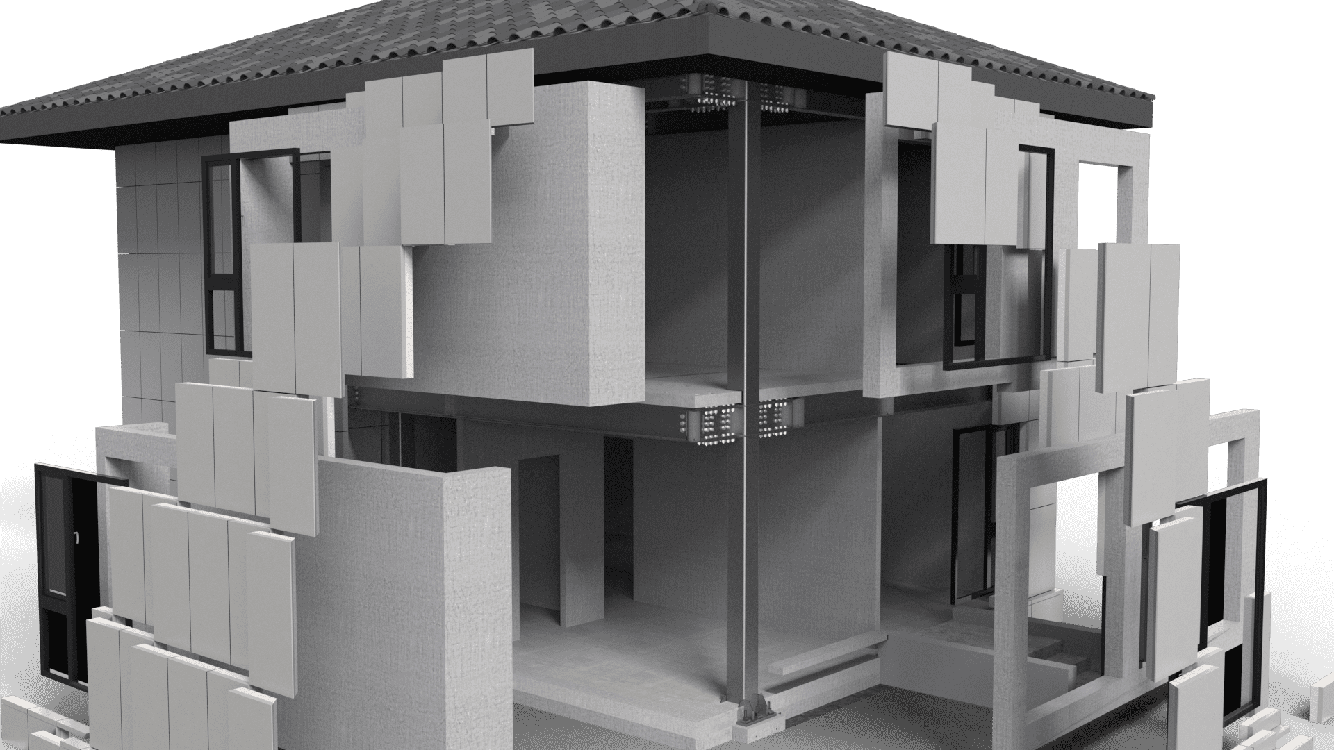 将建筑的梁、板、柱、墙等主要部件在工厂里进行标准化、精细化生产，然后运输到施工现场，像组装零件一样进行精准、高效的拼接。这是一种从根本上改变“秦砖汉瓦”湿作业模式的现代化建造方法
